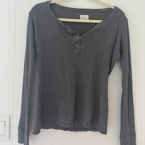 Levi Womens Thermal Gray Long Sleeve Shirt Size Medium